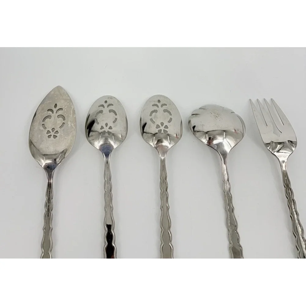 Oneida Community Cello Serving Pieces Slotted Spoons Meat Fork Ladle Pie Server